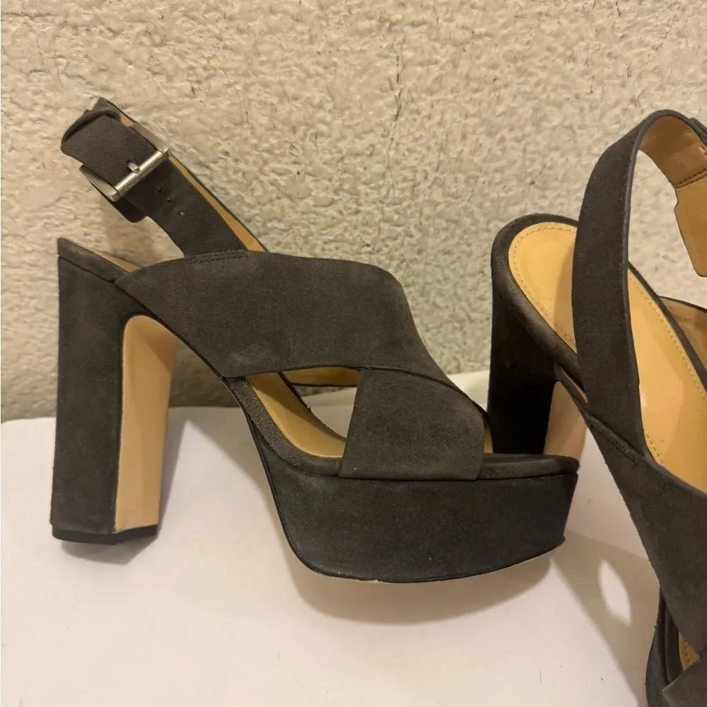 Michael Kors Dark Gray Suede Platform Heels